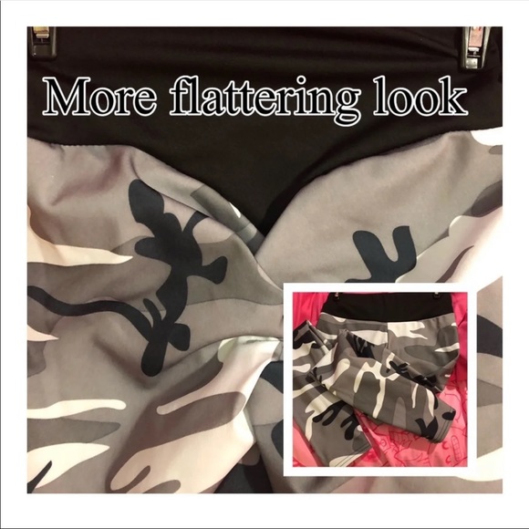 🦅Black and White Ruching Camo Workout Pants - Picture 2 of 8